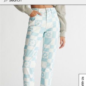 PacSun Eco Flower Checkerboard Mom Jeans